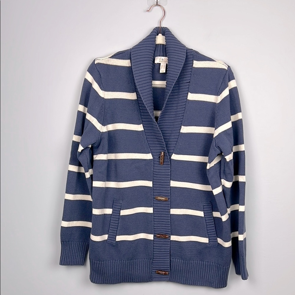 D & Co Heritage large women’s button down striped cotton cardigan